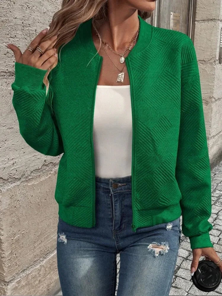 Autumn and Winter New Solid Color Zipper Jacket/with Collar Casual Coat for Women