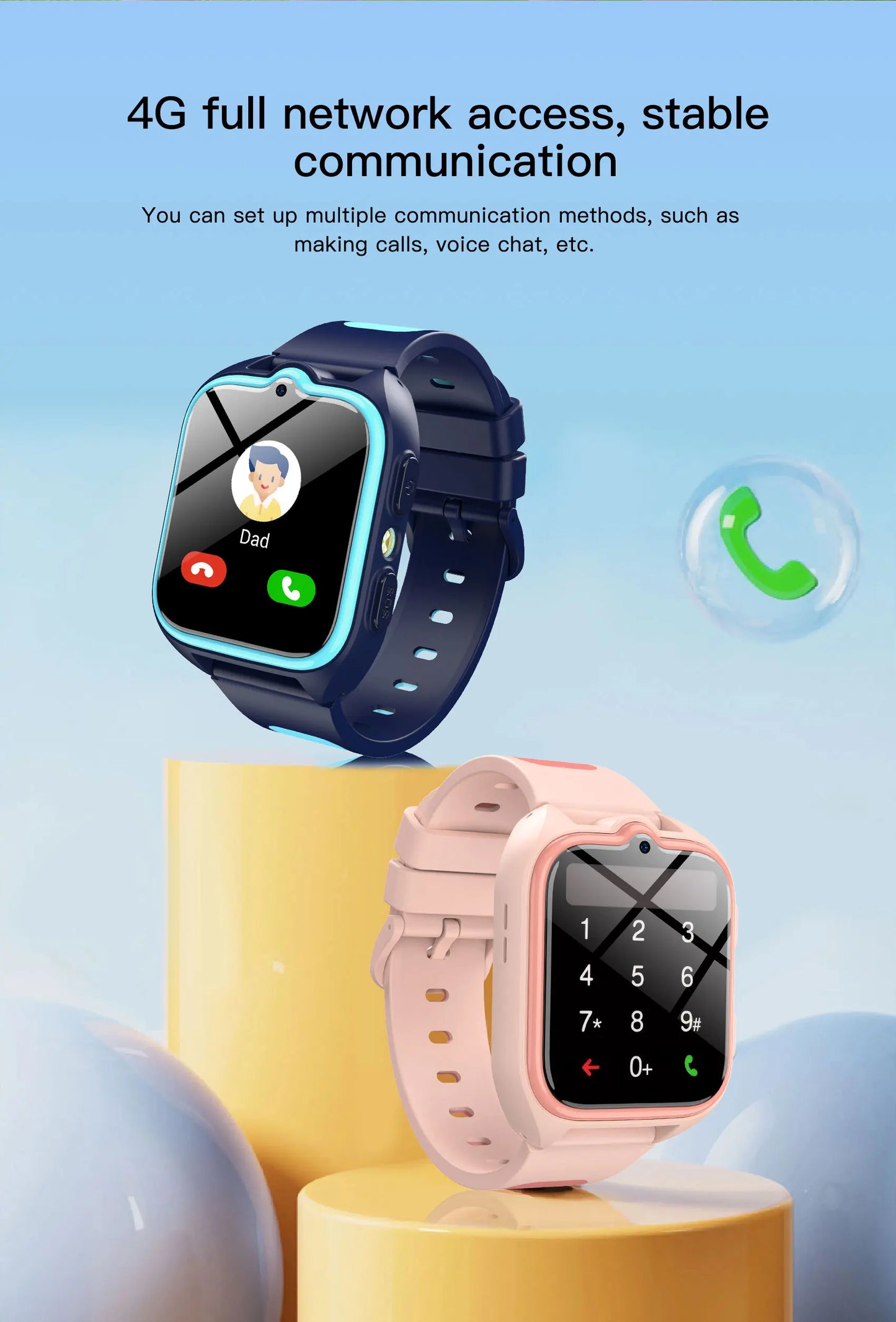 Blackview Z30 Kids Smart Watch Waterproof Video Monitor Tracker/4G Call SOS GPS Location Digital Watches for Children