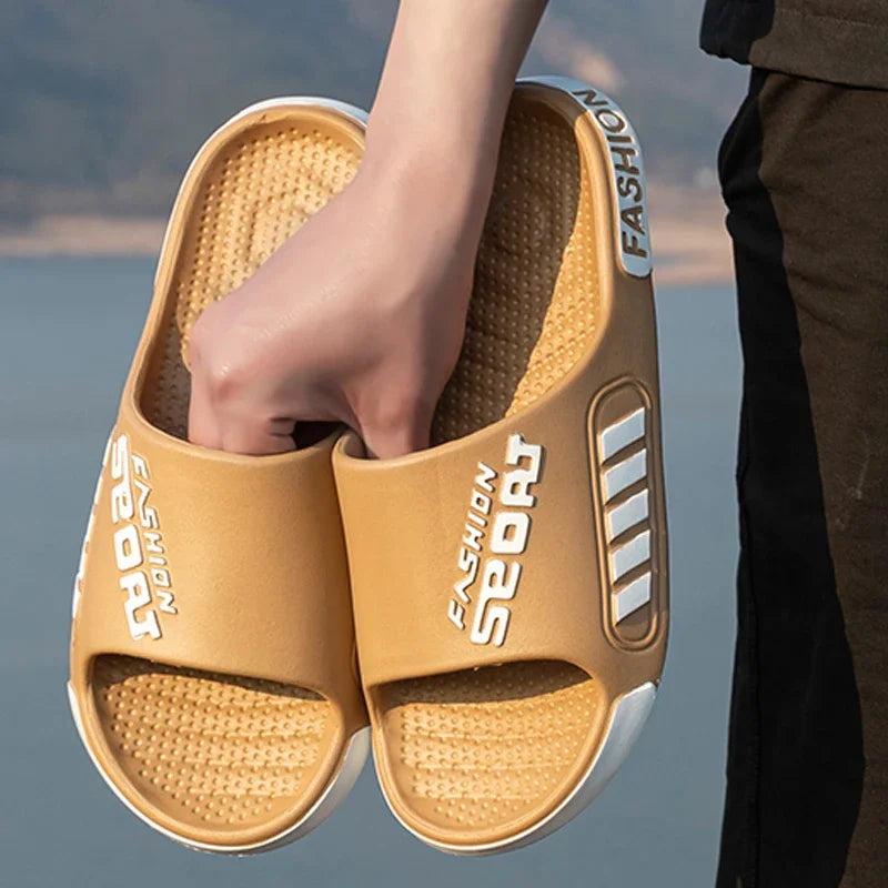 Big Size 48-49 Men Slippers Summer Flat Sole Home Slippers For Men/Open Toe Trend Slides Couple Light Beach Shoes Sandals