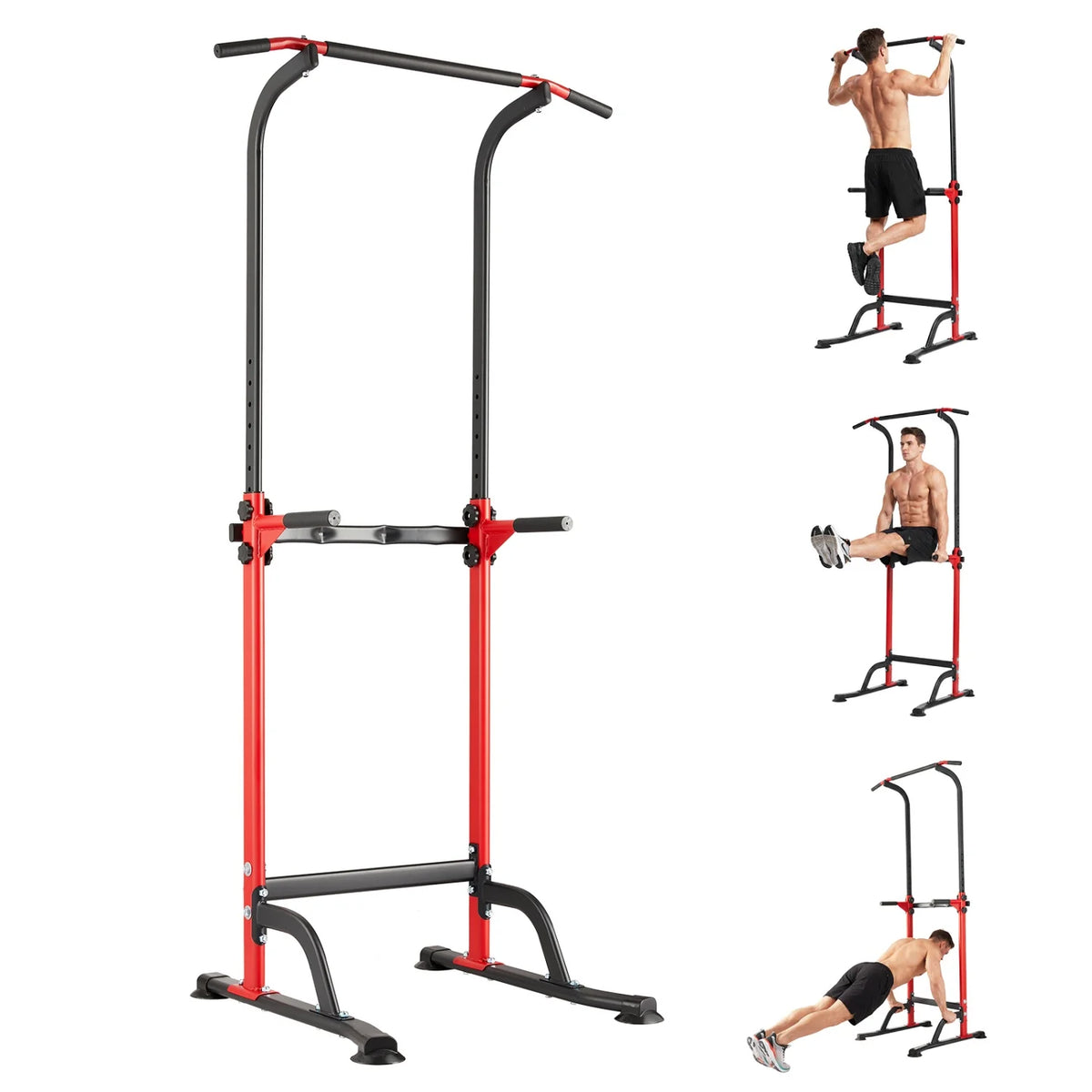 Power Tower Pull Up Dip Station – 10-Level Adjustable Height, 330LBS Capacity, Heavy Duty Steel Frame, Multi-Function Home Gym