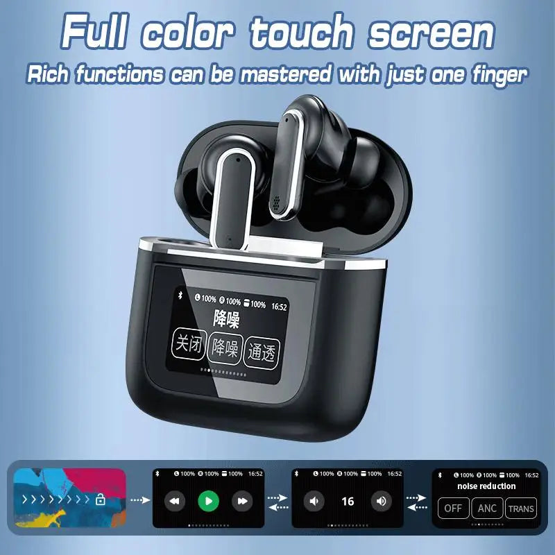 New Wireless Bluetooth earphones with multifunctional digital display screen/support earphone high aesthetic value earphone