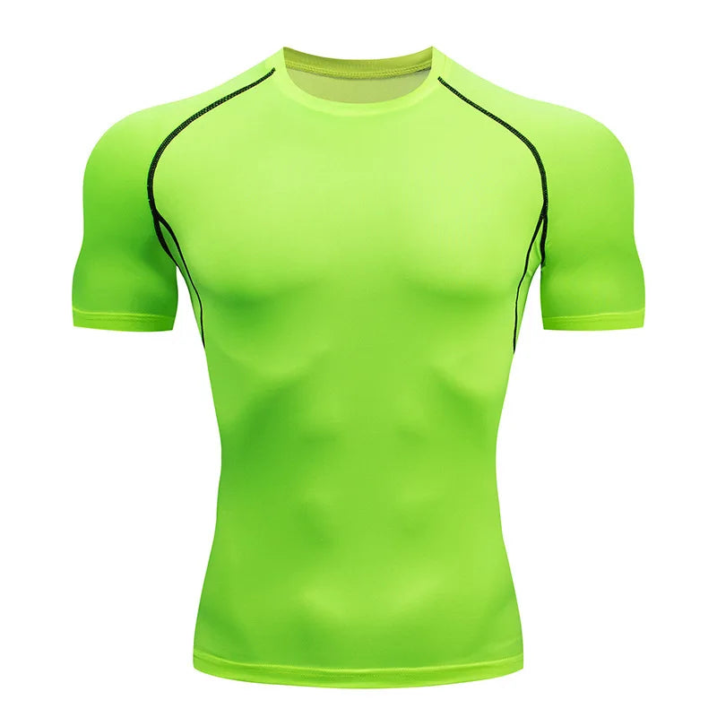 Men Short Sleeve t-Shirt Quick Dry Compression Shirts Fitness/Gym t-Shirts Sport Bodybuilding Shirt Running Football Tee Shirts