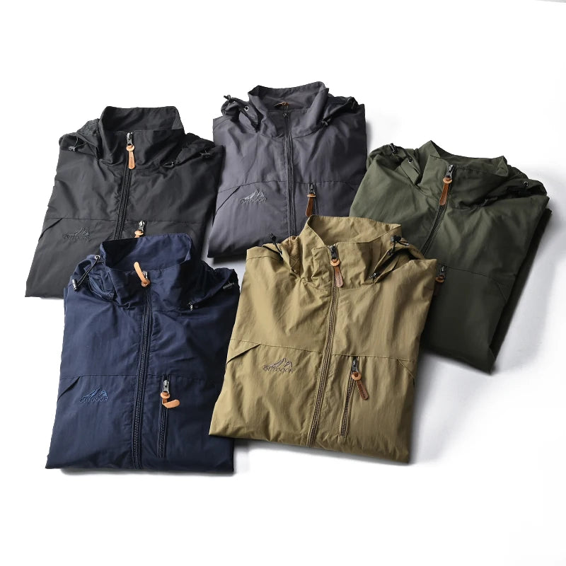 Windbreaker Men Tactical Jacket Waterproof Outdoor Hooded Coat/Sports Military Size S-5XL Field Climbing Thin Outwear