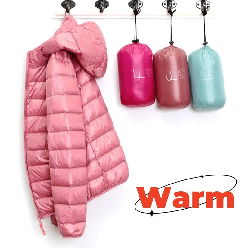 New Spring Autumn Jackets Fashion Women Long Sleeve Ultra Packable/Hooded Down Coat Office Lady Commute Puffer Outerwear