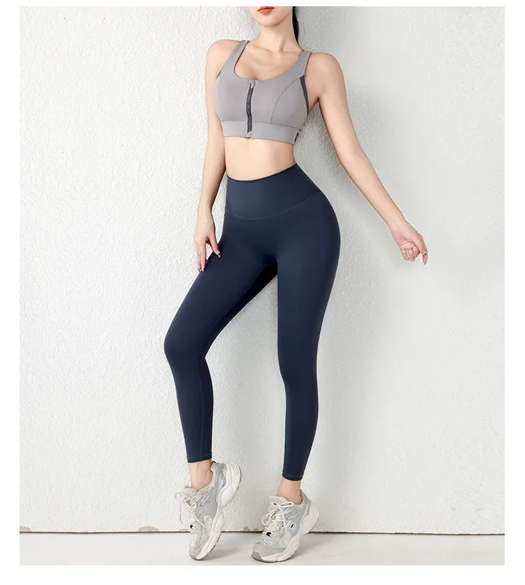 New Design Summer One-Piece High-Strength Shock-Proof/Sports Bra Vested Front Zipper Yoga Sports Bra