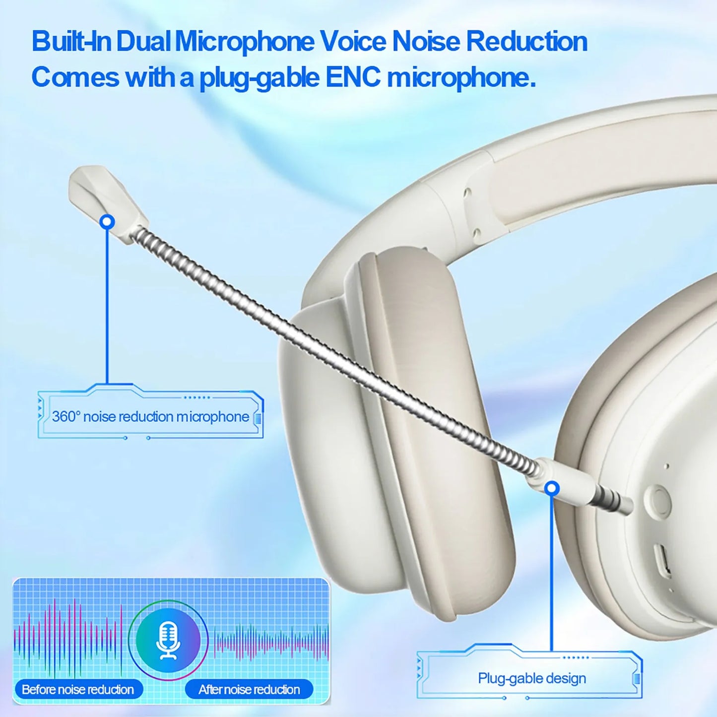 Wireless Gaming Headset Wireless Gaming Headset/T5.3 Over Ear Headphone with Mic 3.5mm Foldable Earphone