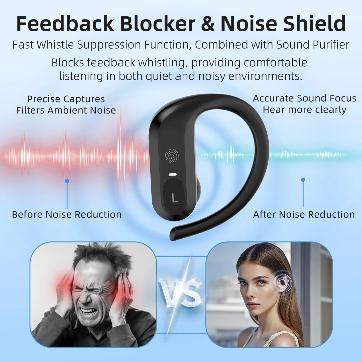 BTE Wireless hearing aids headphones rechargeable/for the deaf severe hearing loss sound amplifier