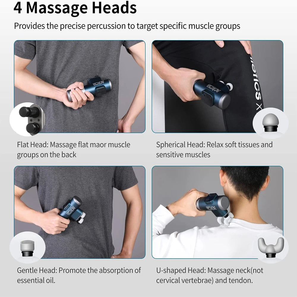 KICA 3 Double Head Massage Gun Electric Body Massager/Professional Fitness Muscle Gun Deep Percussion Massager