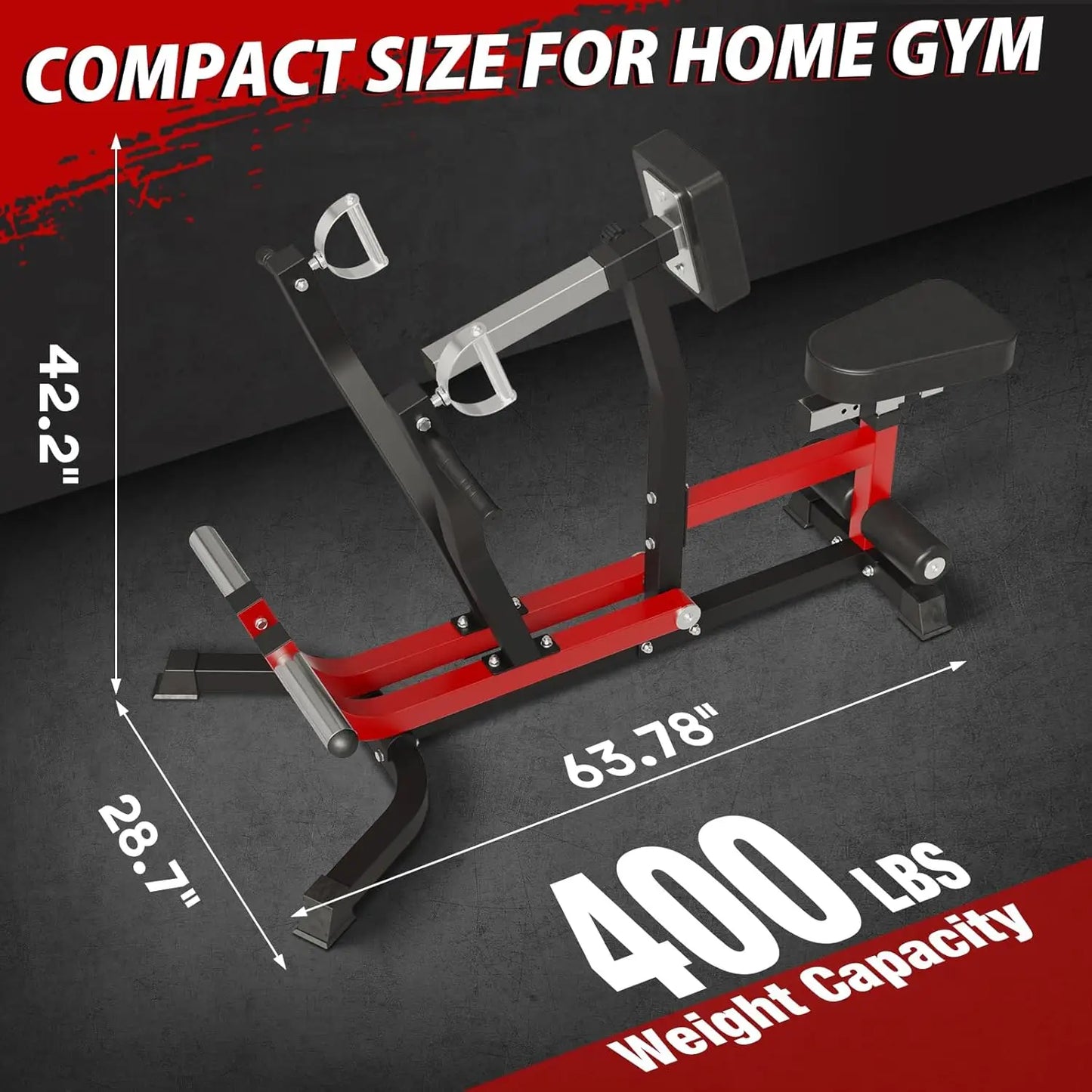 Row Machine, Back Machine Gym Equipment Plate Loaded/Adjustable LAT Machine with Multi Grip Positions, 400LB