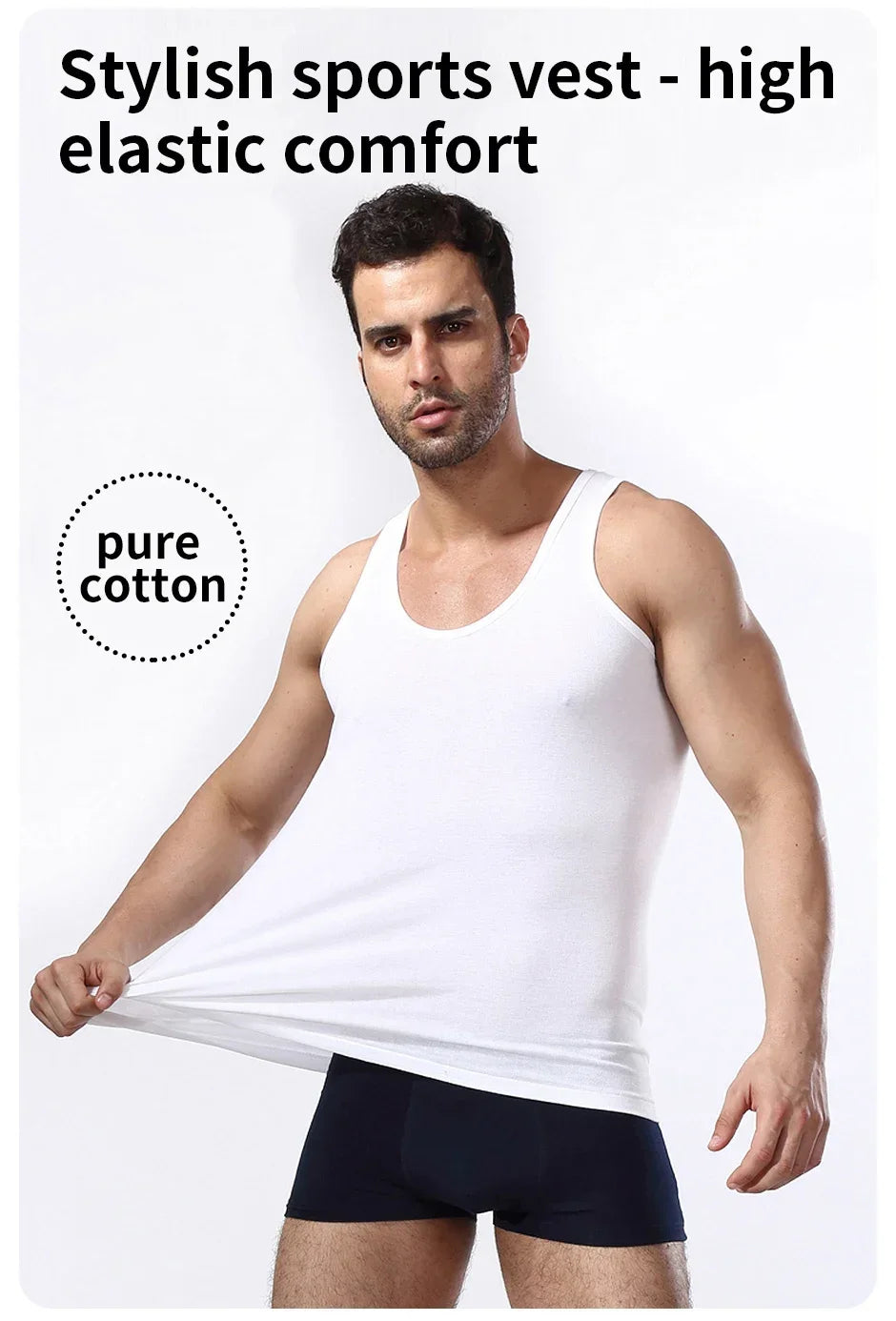 Men's solid color basic cotton narrow shoulder vest fashion/casual men's T-shirt sports fitness Joker round neck youth vest