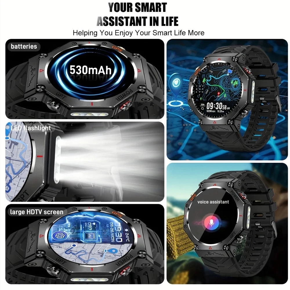 SENBONO GPS Smart Watch Men Built-in GPS/Bluetooth Call AI GPT Fitness Tracker Waterproof Military Sports Smartwatch for Men