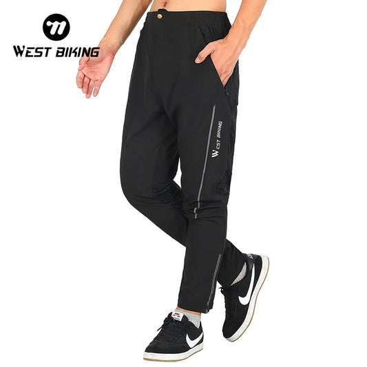 WEST BIKING Spring Summer MTB Sports Pants For Men Quick Dry/Reflective Striped Jogger Running Pants Outdoor Golf Fishing Hiking