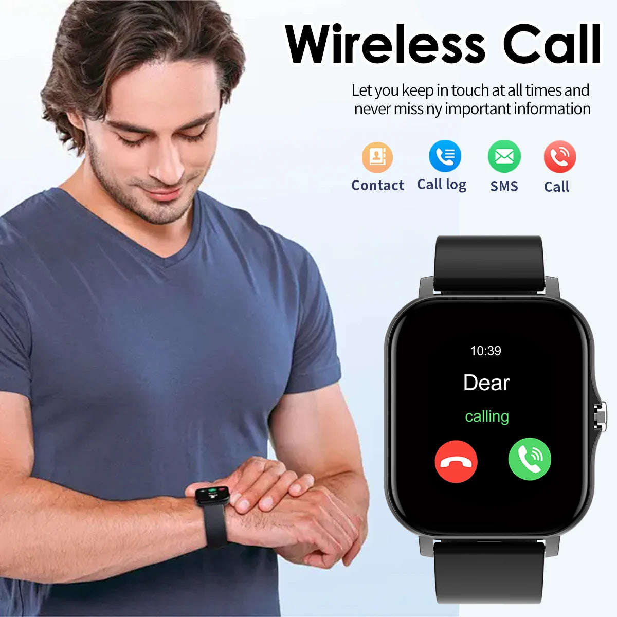 Smart Watch Bluetooth Call Smartwatch Touch Dial for Android/Music Fitness Tracker Sports Watches