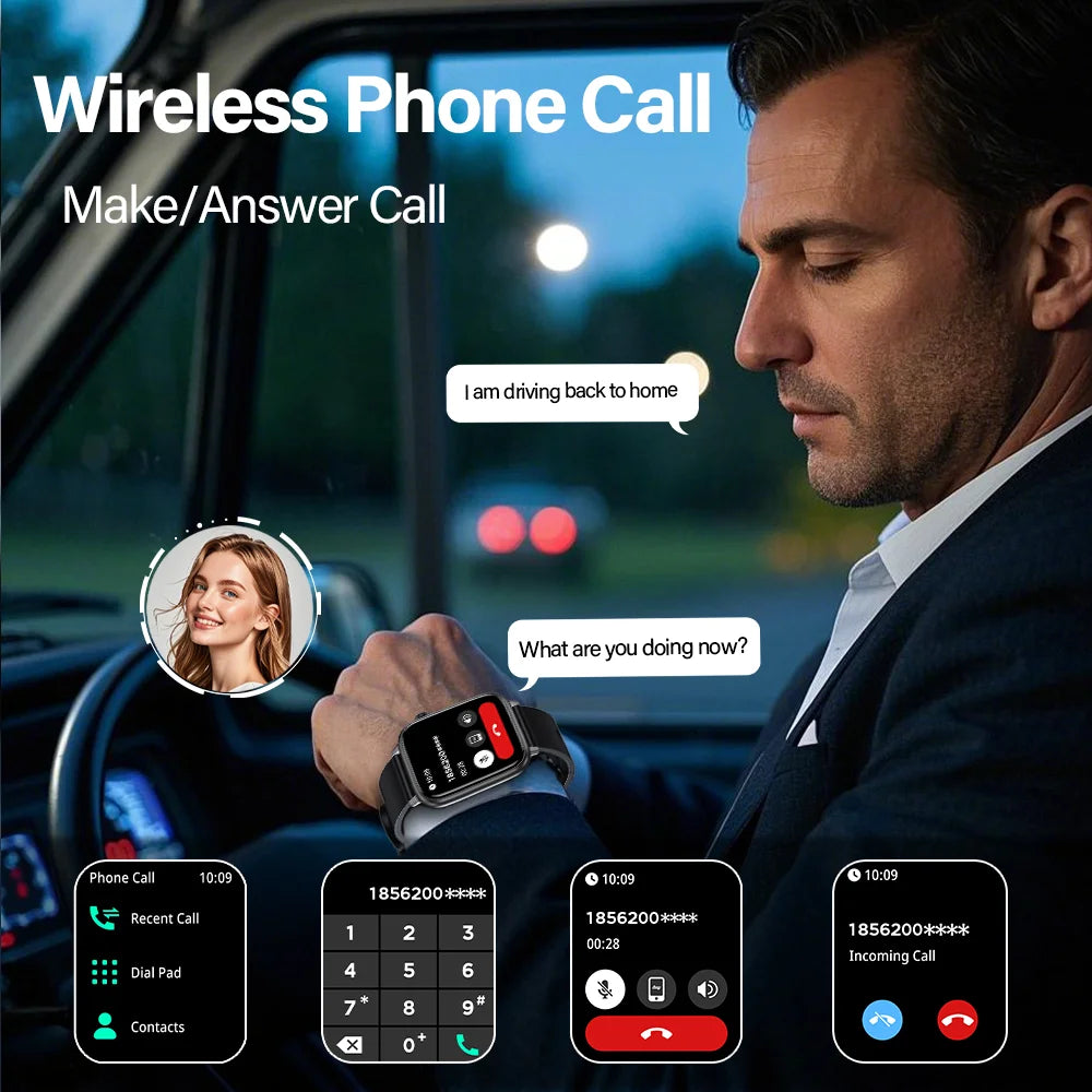 LAXASFIT New Smart Watch Bluetooth Call 24/7 Heart Rate Monitor/IP68 Waterproof 100+ Sport Mode Smartwatch for Men Women