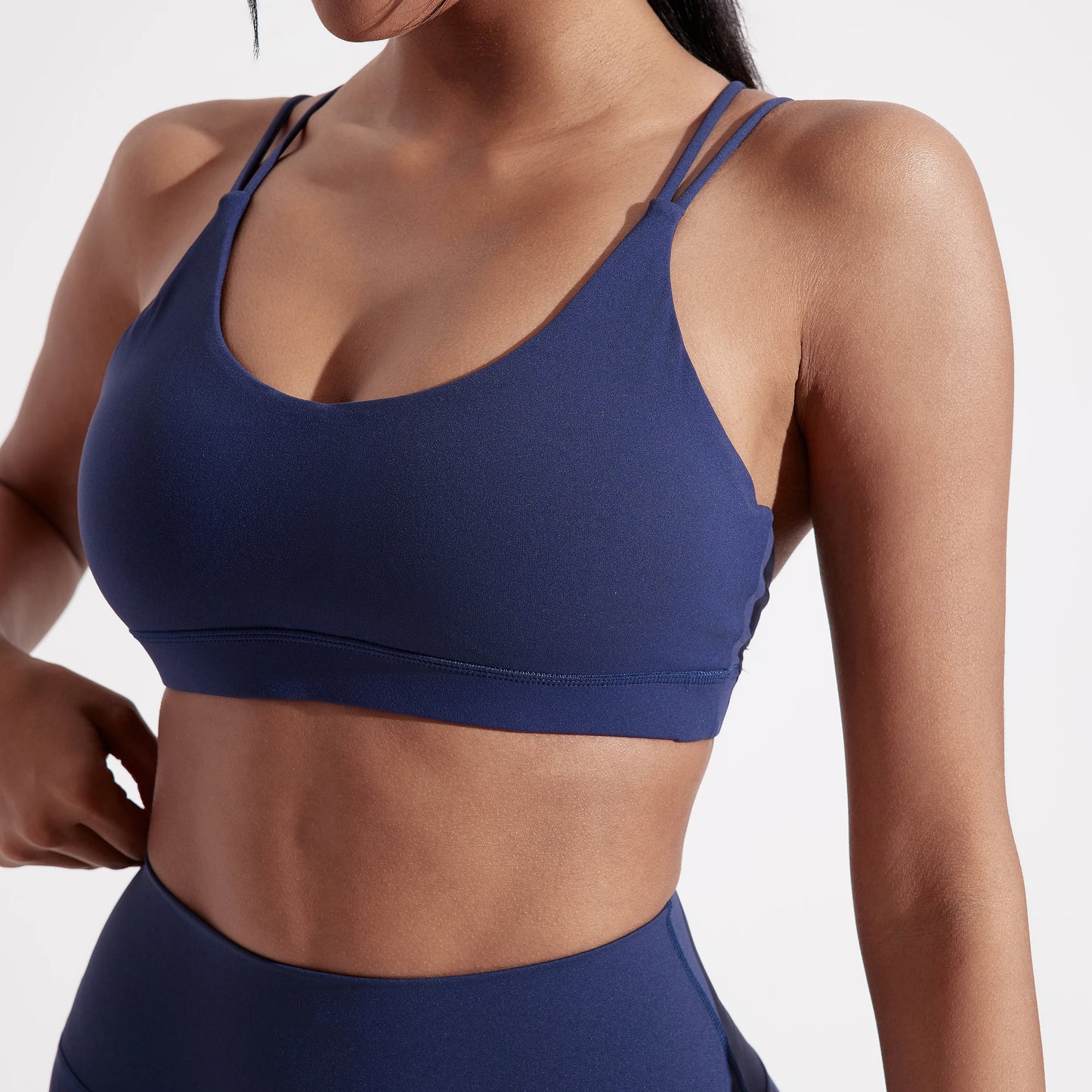 Solid Color Cross Fitness Bra Soft High Strength Women Tight Sport Top/Comprehensive Training Gym Yoga Underwear With Chest Pad