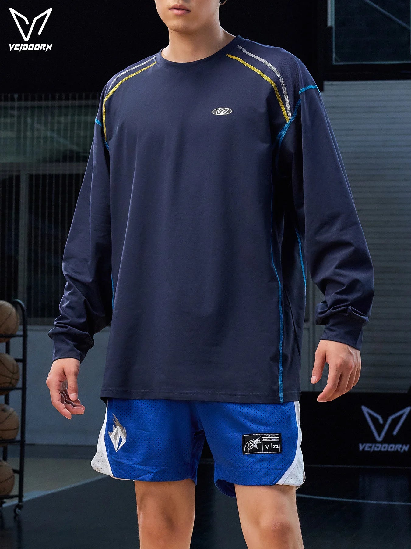 Veidoorn Men's Long Sleeve Workout Shirts Athletic Running/Base player Top for Gym Training Moisture Wicking Thermal Sportswear