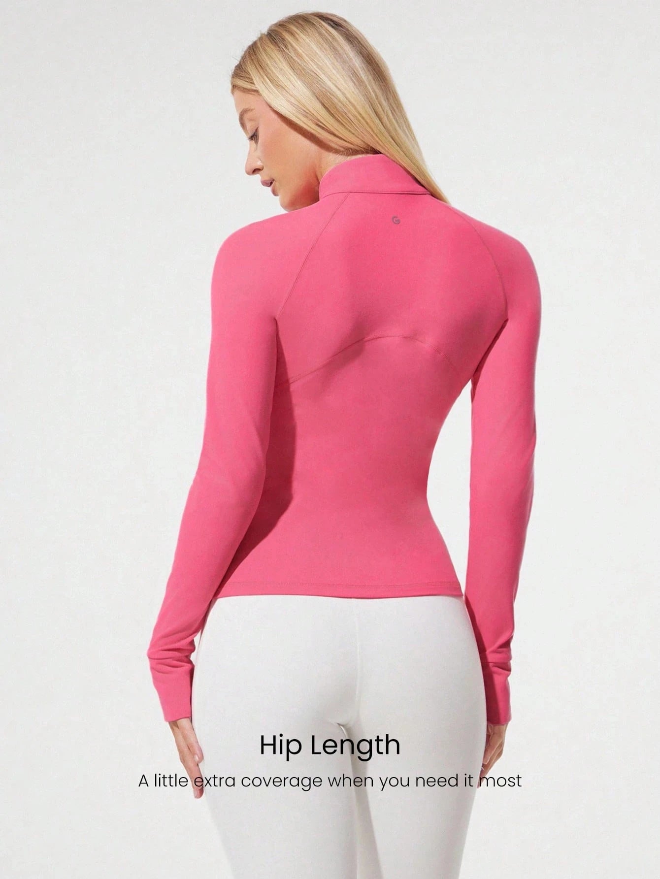 Women's slim-fit full-zip sports jacket elastic breathable sports jacket/with thumb holes long-sleeve slim sports jacket