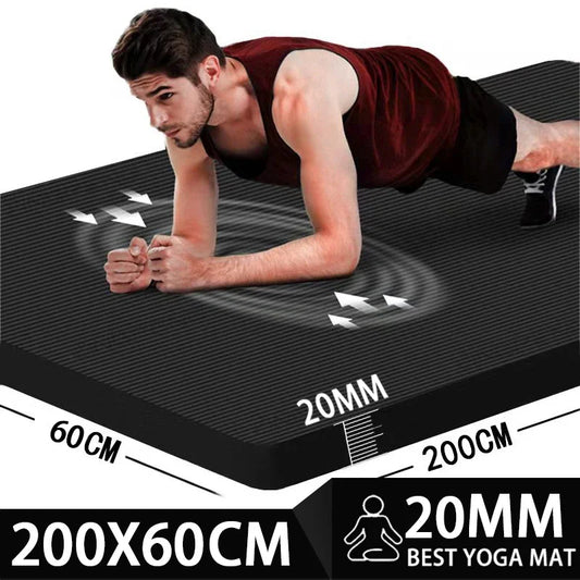 2m Longer Thicken Non-Slip Men's Fitness Mat/High Density Exercise Yoga Mats For Gym Home Workouts