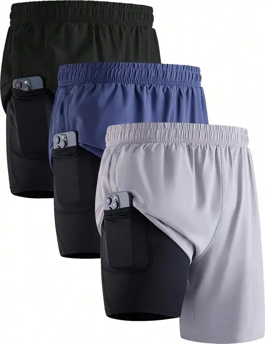 Men's 7 Inch Running Shorts/With Compression Liner Quick Dry 2 In 1