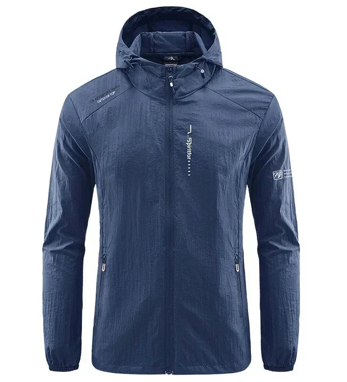 Men's UPF 50+ UV Protection Windbreaker Quick Dry Jacket/Outdoor Sun-Protective Thin Hiking Fishing Cycling Hooded Sport Light