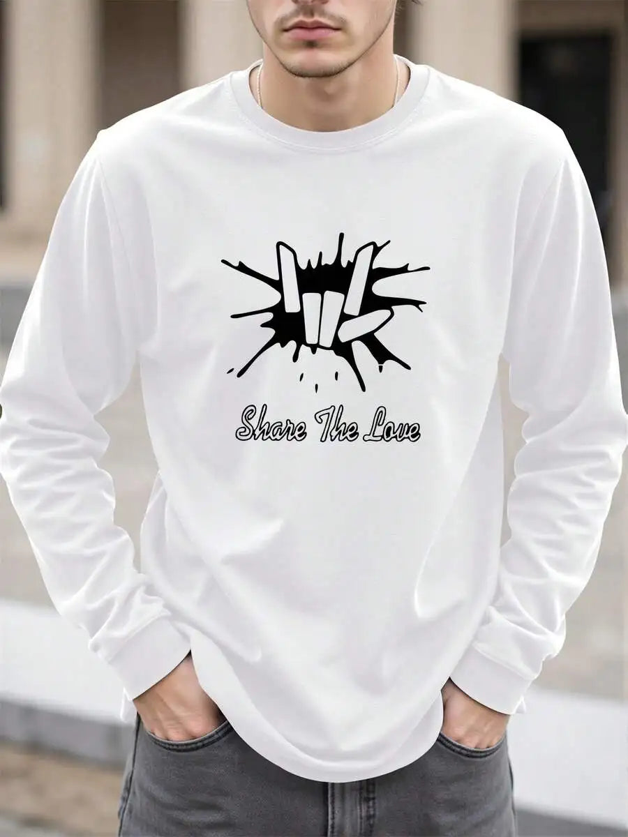 Men's Casual Round Neck Long Sleeve T-Shirt/Solid Color Comfortable Cotton Tee