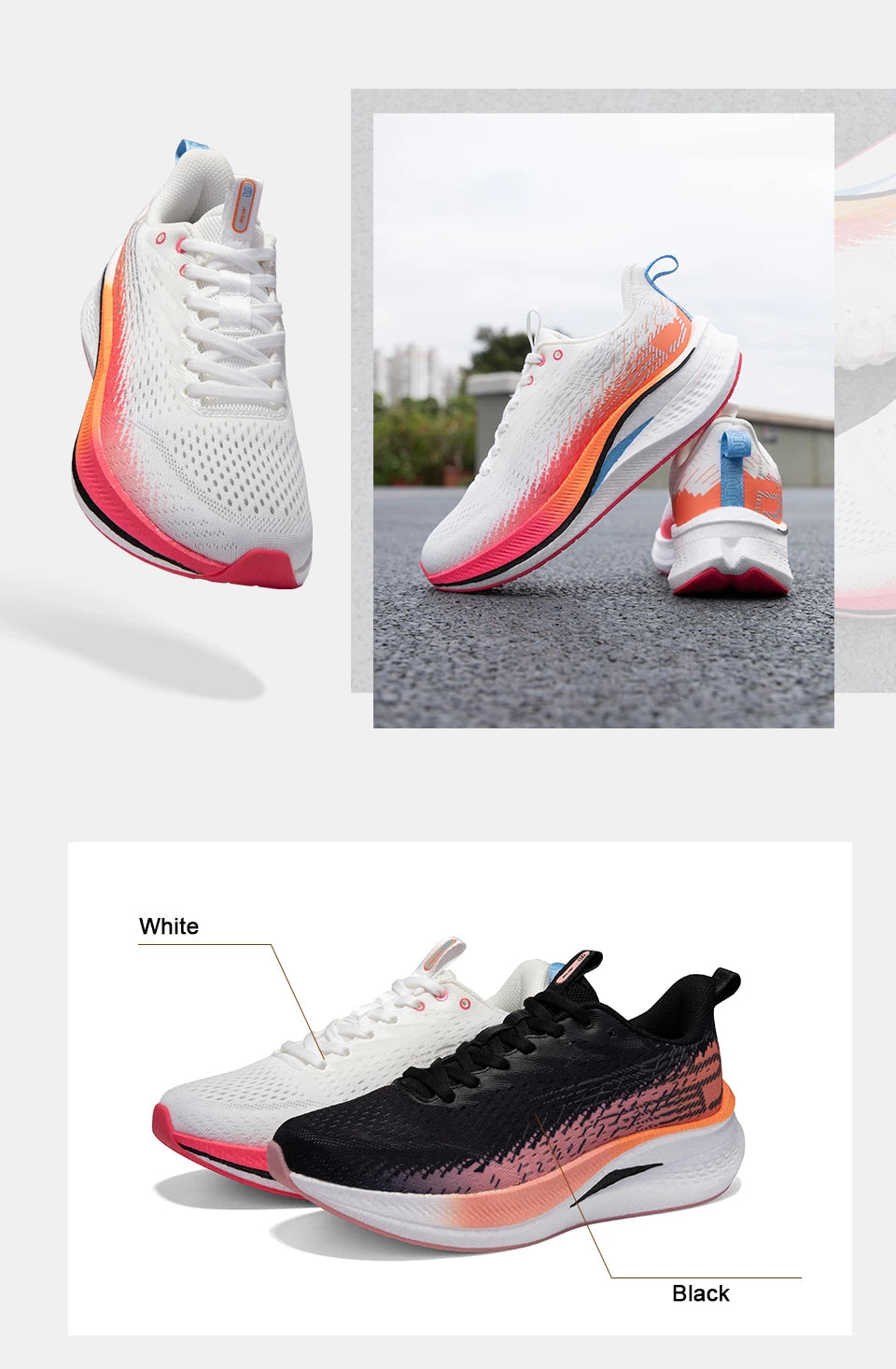 Baasploa Women Professional Running Shoes Outdoor Carbon Plate/Non Slip Sports Shoes Female Casual Breathable Jogging Sneakers