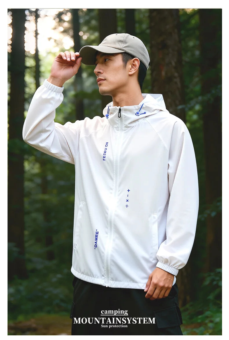 UPF50+ Ice Silk UV Sun Protection Jacket Men Outdoor Softshell/Windbreaker Hiking Camping Coats Lightweight Sunscreen Skin Coats