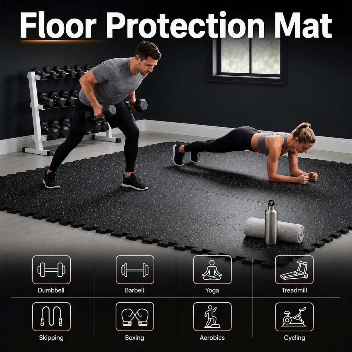 24 Pieces High Density EVA Interlocking Foam Gym Mats/0.4in Thick Protective Floor Tiles for Home Workout Equipment Non Slip Mat