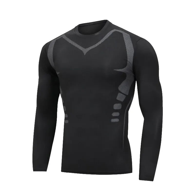 Men's Gym Compression Shirt Male Rash guard Fitness Long Sleeves/Running Clothes Homme T Shirt Football Jersey Sportswear Dry Fit