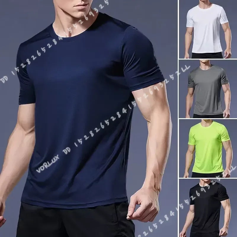 Men's Quick Dry Short Sleeve T-Shirt Moisture Wicking Round Neck/Gym Running Training Exercise Sport Shirt Lightweight Tops
