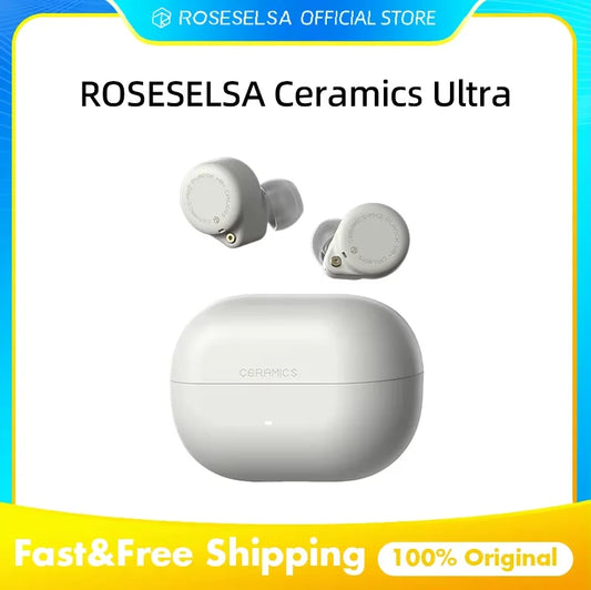 ROSESELSA Ceramics Ultra Wireless Earbuds 50dB Hybrid/ANC HiFi Earphones LHDC LDAC 4Mic AI Noise Reduction 40H Battery