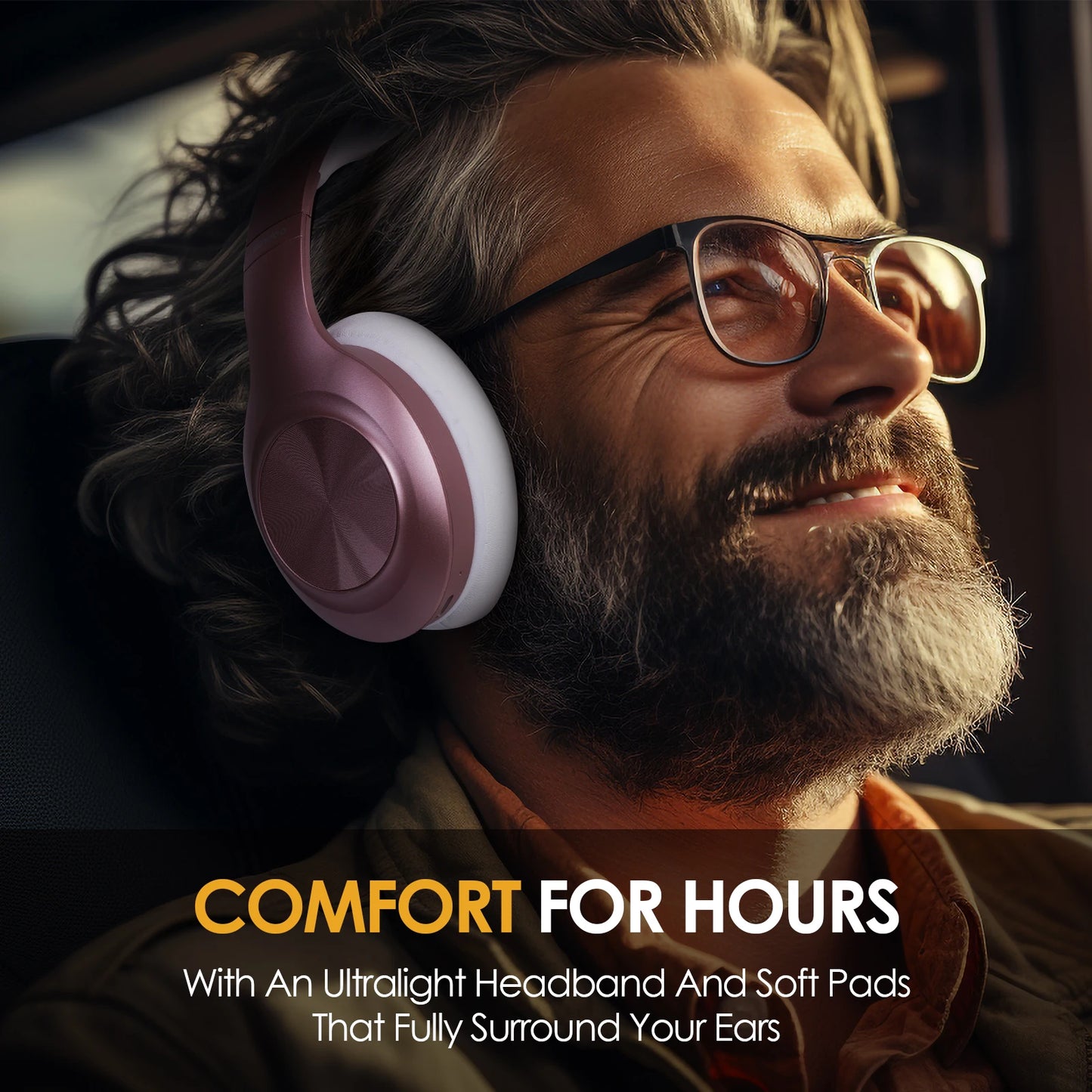 Siindoo JH-923 Wireless Headphones Over Ear/Foldable Bluetooth Headsets,3EQ Sound Modes, Hi-Res Audio