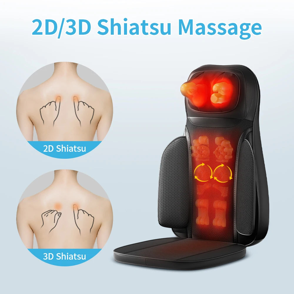 Shiatsu Neck Back Massager with Heat Adjustable Massage Chair Pad/Back Support Massage Seat Cushion for Full Body Massager