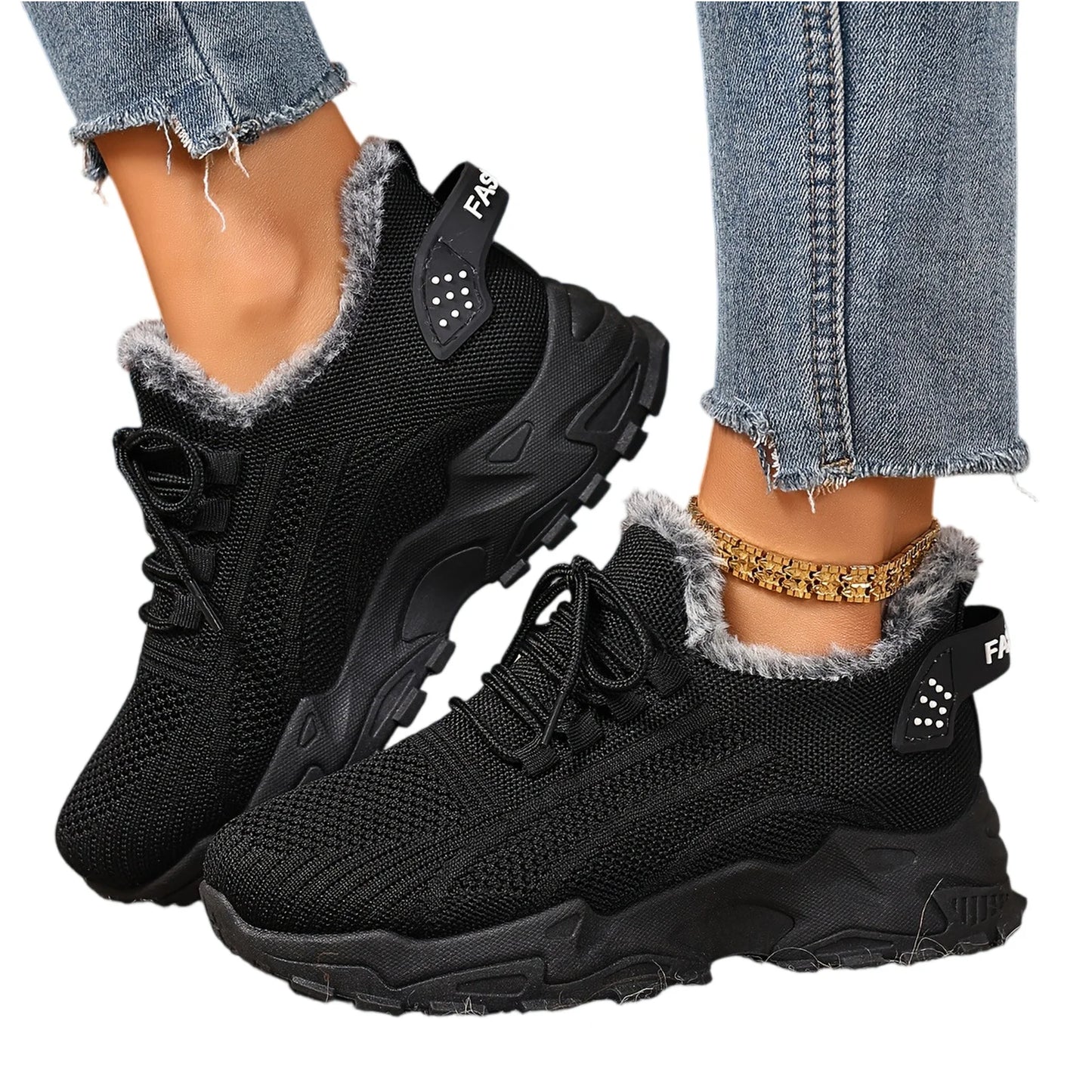 Sneakers Women's Winter Warm Sports Shoes Non Slip Soles/Suitable for Cold Weather Outdoor Walking Sports Shoes Ladies Sneakers