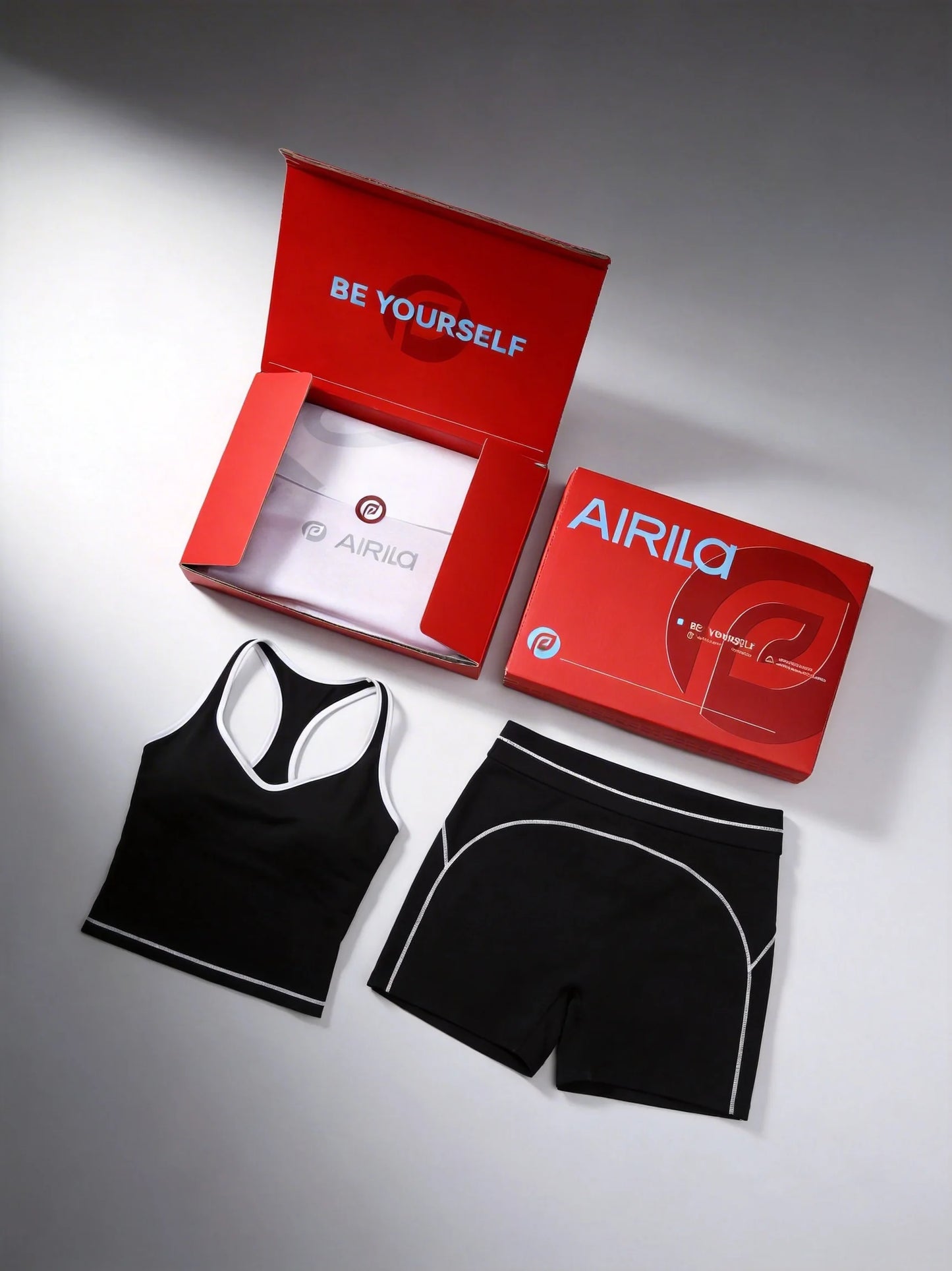 Airila 2-Piece Yoga Set, Racing Vest Yoga Shorts Outdoor Sports Shorts/Removable Pads 4-Way Stretch Fitness Shorts