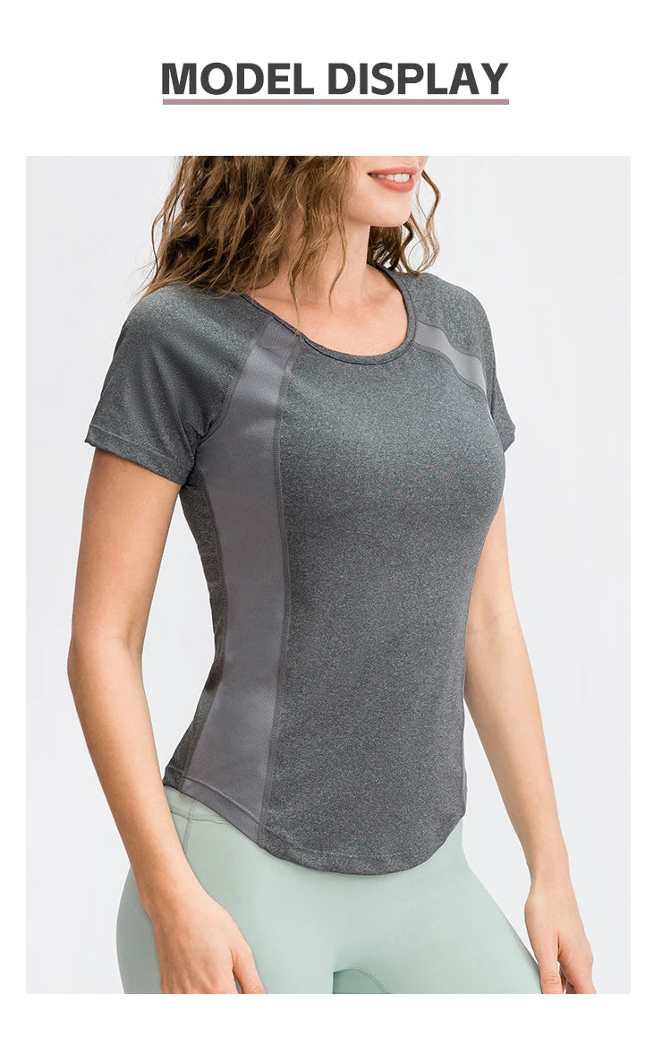 Women Yoga Tops Breathable Sport Fitness Workout/Running Yoga Top Quick Dry Short Sleeve Gym T Shirt