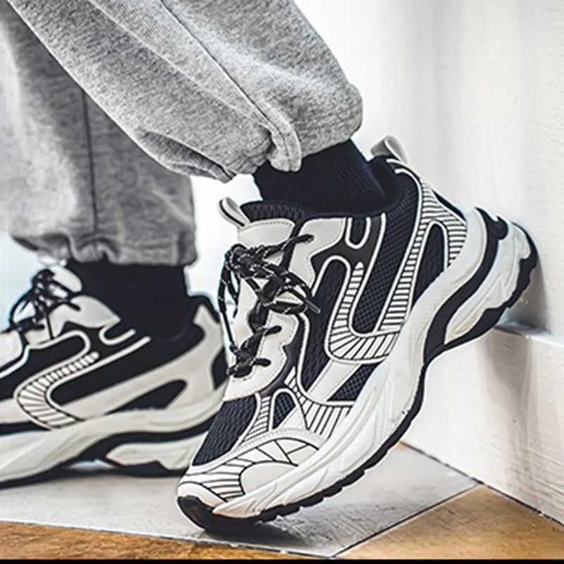 Fashion Retro Men's Shoes Design Sports Running Shoes for Men/Unique Design Sneakers Casual Trendy Thick Soled Shoes