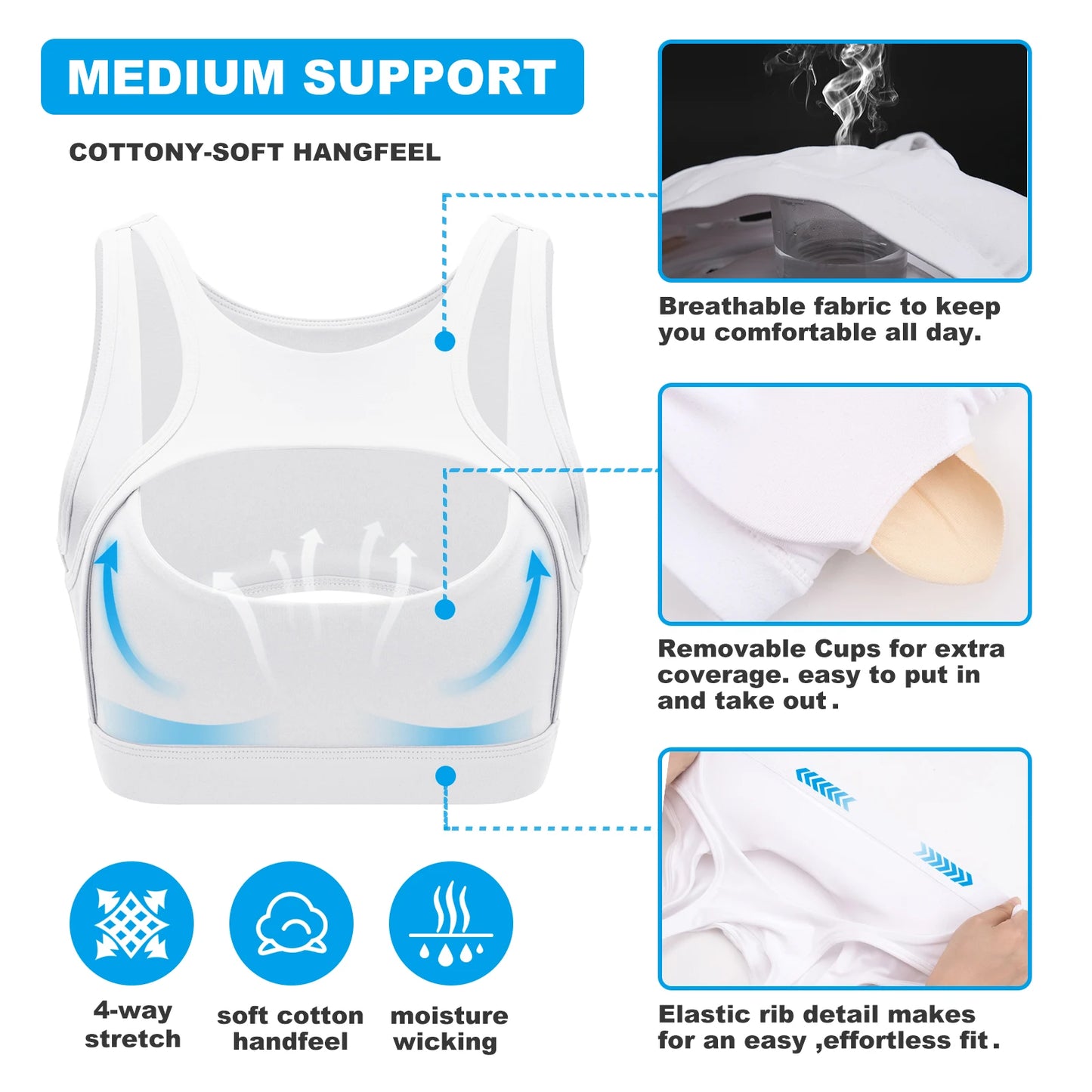 Removable Cups Sports Bra Shockproof Running Fitness Anti-sagging Upper Collection/Soft Support High-strength Women's Yoga Vest