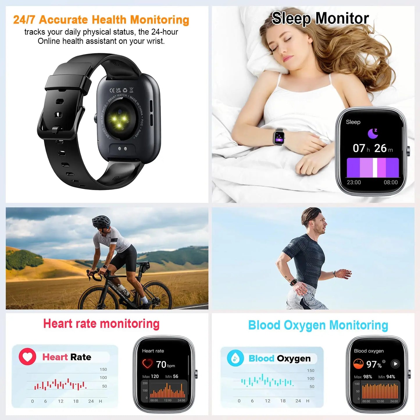 Smart Watch, 1.91" Smartwatch (Answer/Make Call), IP68 Waterproof Fitness Tracker/110+ Sport Modes Heart Rate