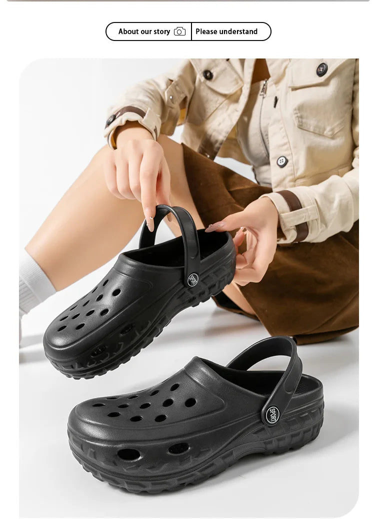 Summer Women Clogs Female Sandals Thick Bottom Home Slides/Soft EVA Dry Wedges Platform Garden Shoes Beach Sandals Home Slippers
