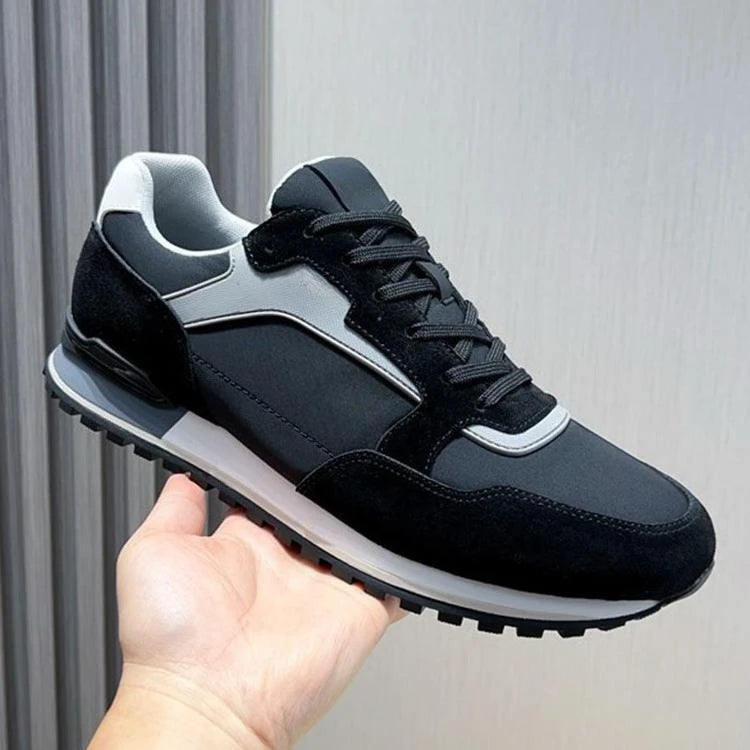 New Men's Casual Sports Sneakers Genuine Leather Patchwork/Fabric Korean Style Versatile Comfort Travel Shoes