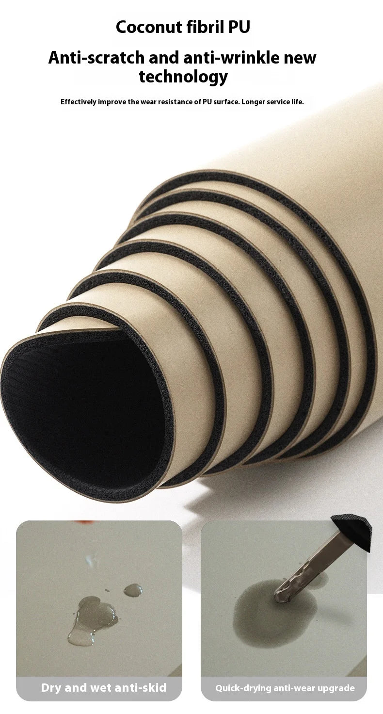 New Women's Home Fitness Yoga Mat 5mm Natural Rubber/with Coconut Fiber Texture, Wide Non-Slip & Durable Mat