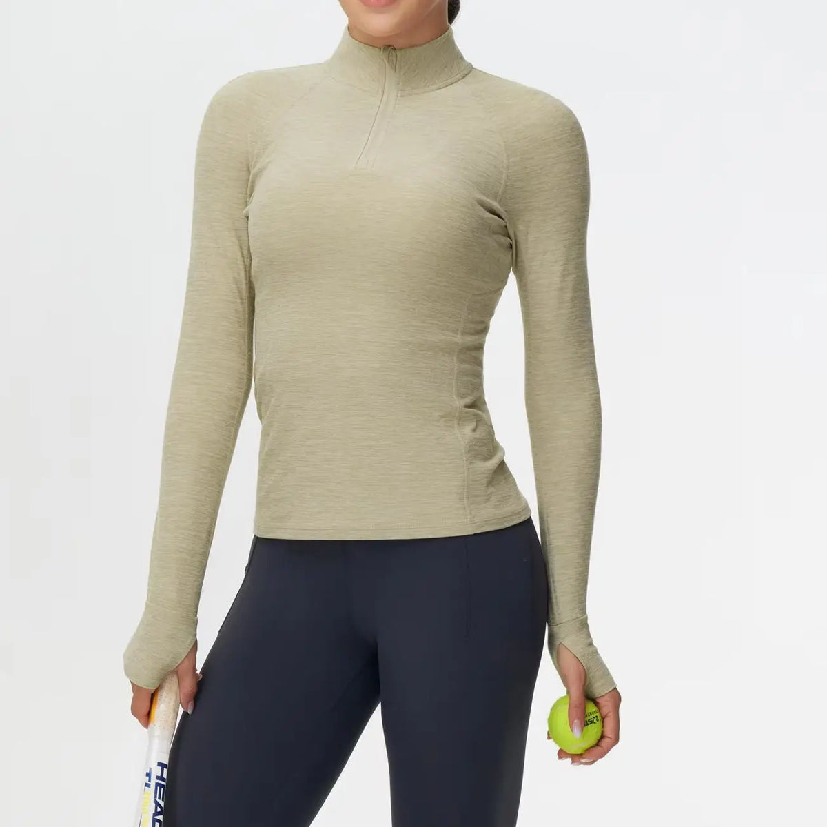 THE GYM PEOPLE Women's Half Zip Golf Workout Shirts Soft/Warm Yoga Athletic Pullover Sweatshirts with Thumb Hole