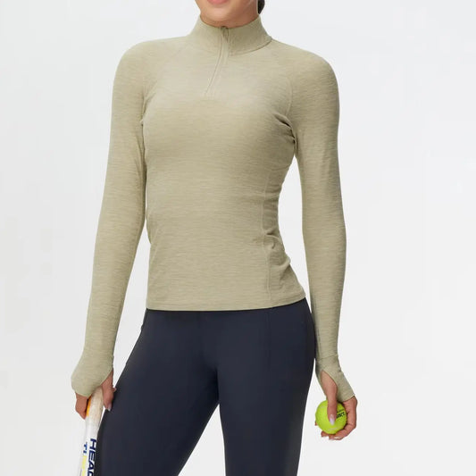 THE GYM PEOPLE Women's Half Zip Golf Workout Shirts Soft/Warm Yoga Athletic Pullover Sweatshirts with Thumb Hole