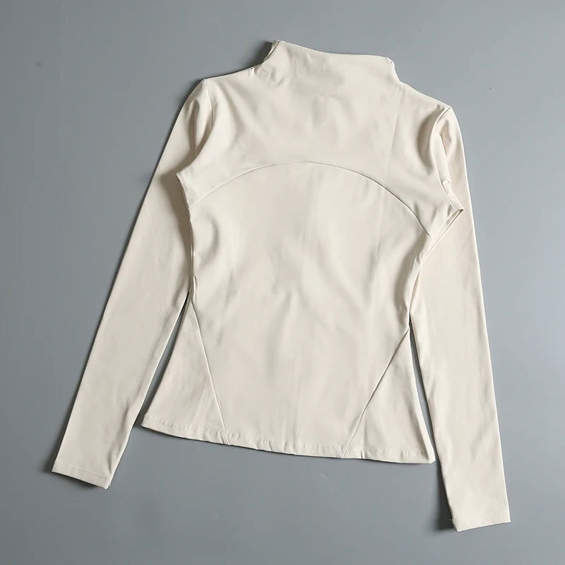 New yoga wear ladies coat round high elastic loose exercise/yoga fitness long sleeve stand-up collar yoga tops