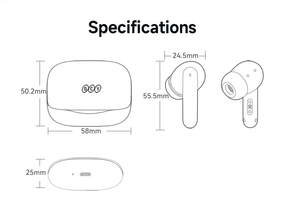 QCY Melobuds N50 ANC Bluetooth 5.4 Wireless Earphones Active Noise Cancellation/6 Mics Clear Call Earbuds Multipoint Connection