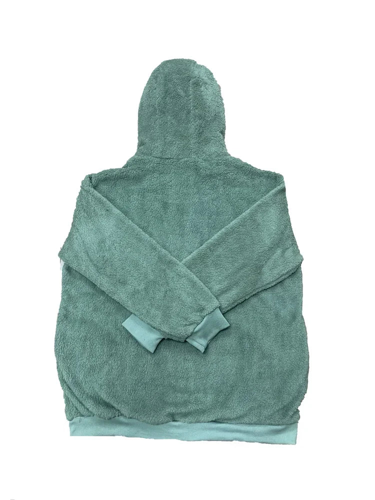 Winter Warm Women Jackets Plush Casual Loose Fleece Plaid Y2K Hooded/Zipper Fashion Cashmere Warm Solid Color Oversize Coat