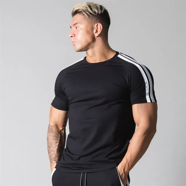 Gym Fitness Shirt Men Running Sport T-shirt Short sleeve Cotton Tee/Top Summer Male Bodybuilding Training Workout Shirt