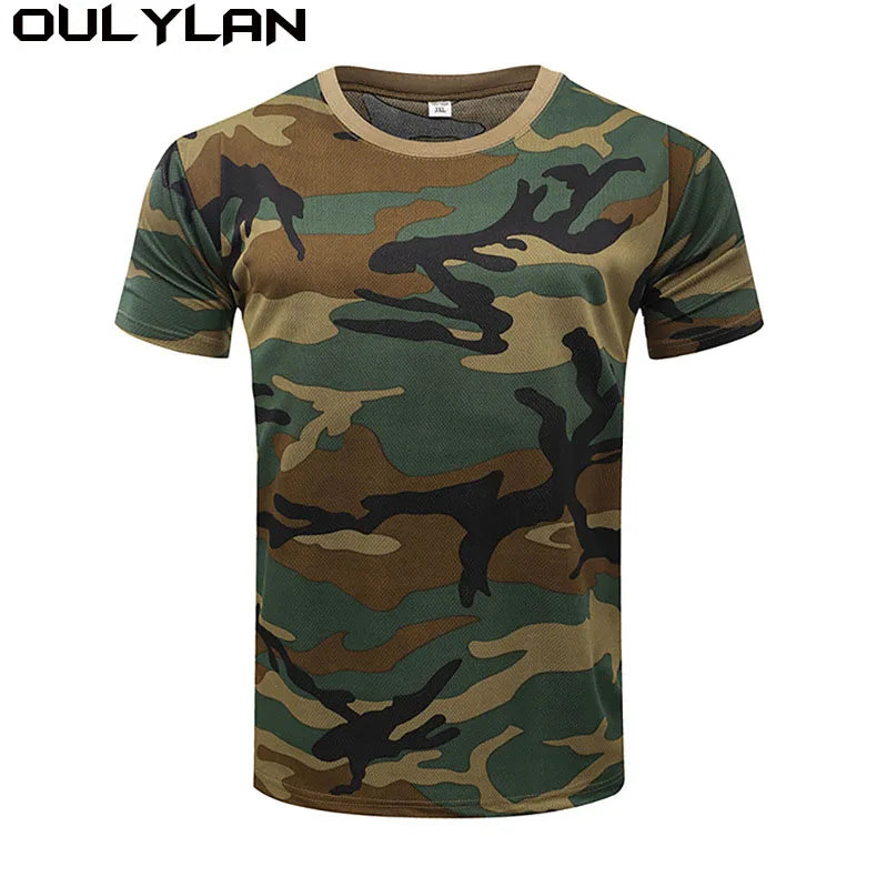 Oulylan Quick Dry Forest Camouflage T-shirt Man Jungle Desert Camo/Graphic T Shirt For Men Gym Fitness Tops T-shirts