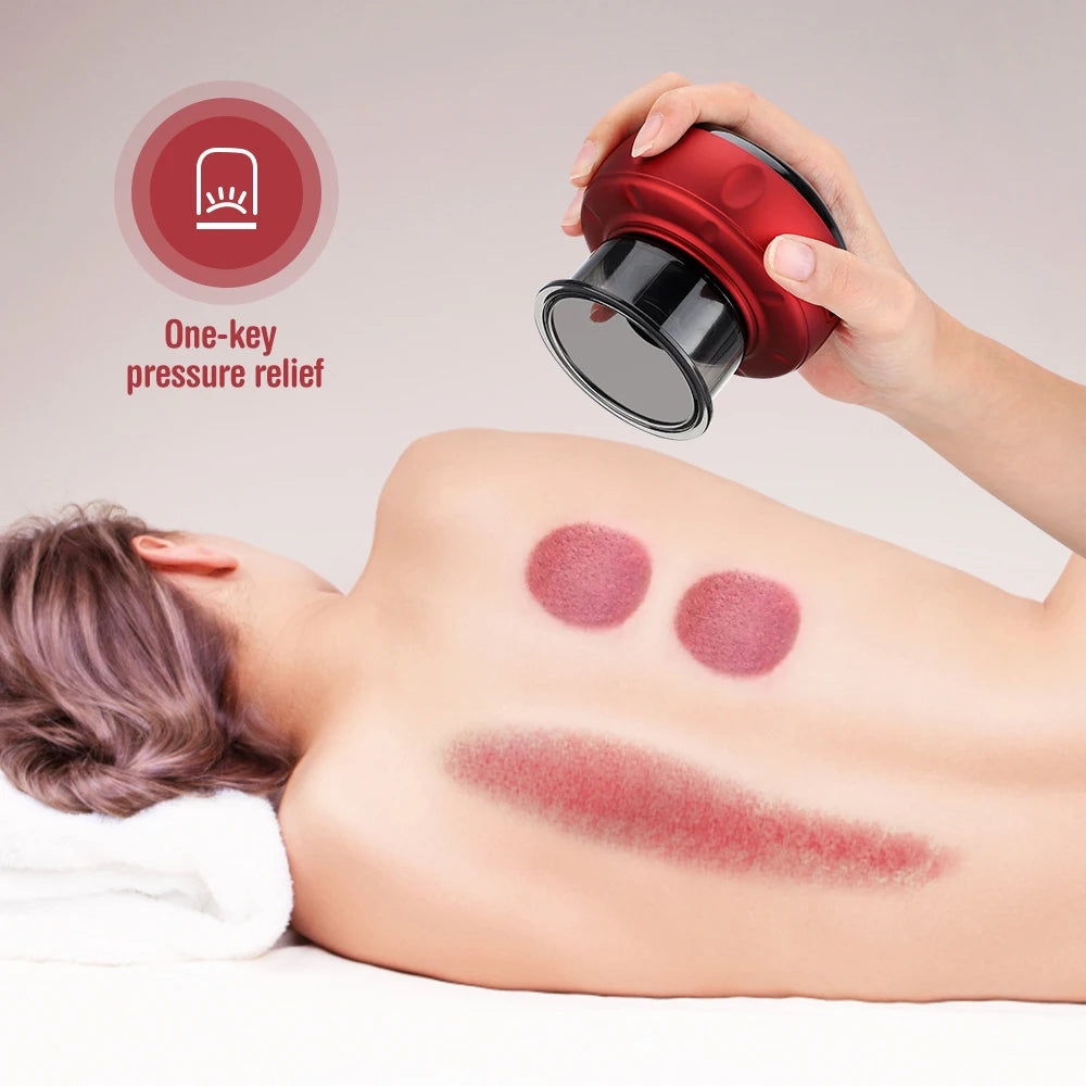 Intelligent Vacuum Cupping Massager 12 Gear Heating Body Gua/Sha Back Neck Arm Cupping Massager LCD Display USB Charging